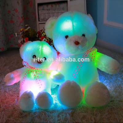 New design smile face LED light teddy bear plush toy with electronic